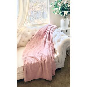 Max Studio Pink Plush Throw Blanket | 50” x 75”